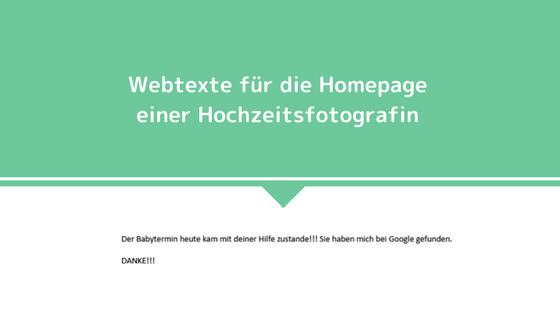 Webtexte für die Homepage einer Hochzeitsfotografin - Kundenmeinung
